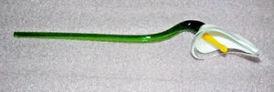 Art Glass White with Yellow Center Calla Lily Long Stem Glass Flower 12' (#2) - Picture 1 of 6