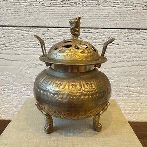 Vintage Messing Insense Topf geätzt florales Design mit Deckel Deko Philippinen  - Bild 1 von 13