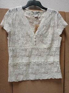 American Rag Cie 1954 Women's Lace Top, Cap Sleeve Off White Size M. - Picture 1 of 4