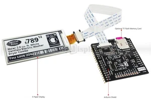 Black 2.9" inch ePaper Display w/Arduino Shield,Library 296x128 - Picture 1 of 9