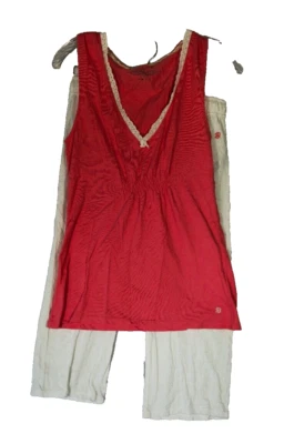 Tommy Hilfiger S 码桃色袖背心白色眼镜帽二手状况完好 — 第 1/4 张图片