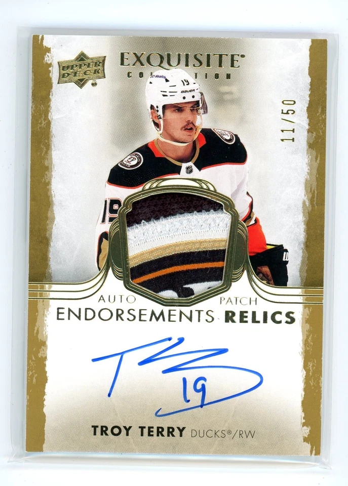 2021-22 UD EXQUISITE COLLECTION ENDORSEMENTS RELICS PATCH AUTO /50 TROY TERRY - Image 1 of 1