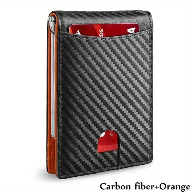 Genuine Leather Slim Wallet for Men RFID Blocking Credit Card Holder Money Clip - Image 1 of 2