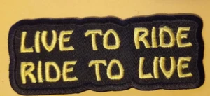 Parche bordado LIVE TO RIDE TO LIVE aprox 1,5X4" dorado/amarillo - Imagen 1 de 2