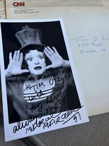 Marcel Marceau signed 5x8 photograph French Mime Personalized Autograph - Picture 1 of 3