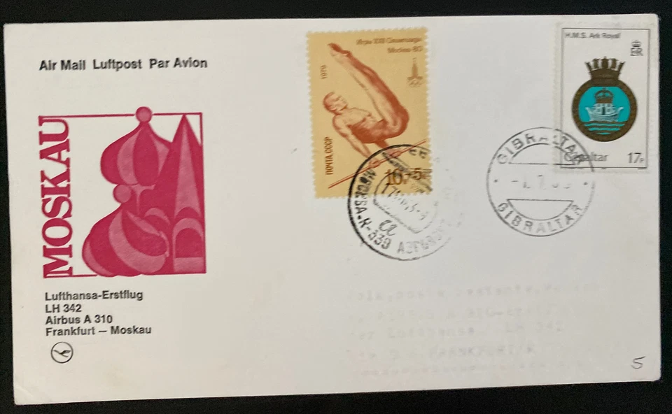 Gibraltar 1963 primera cubierta de vuelo FFC a Frankfurt Alemania Lufthansa Foto 1 de 2