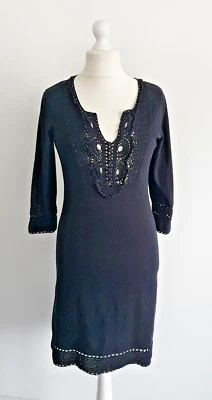 Monsoon Dress, Size 12, Black - Crocheted, Jersey, Cotton - Image 1 of 4