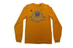 adidas Mens NBA Denver Nuggets Basketball Long-Sleeve Go-To-Tee Shirt New S - Picture 1 of 5