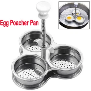 Stainless Steel Egg Poacher 3 Grid Steamer Egg Boiler Poaching Mold Cooking Tool - Picture 1 of 8