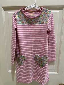 Vestido Mini Boden Niña Talla 7-8 Rosa Corazón/Rayas Manga Larga - Imagen 1 de 6