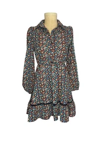 Umgee Stufenkleid Damen Größe Small schwarz Blumenmuster Ballonärmel neu mit Etikett - Bild 1 von 6