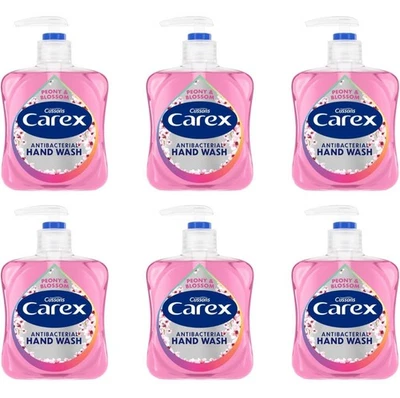 PZ CUSSONS UK LTD 6 Pack Carex 2 Hour Protection Antibacterial Peony & Blossom Hand Wash
