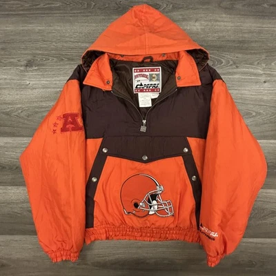 Chaqueta de Colección Cleveland Browns Para Hombres Grande Nuez moscada NFL Fútbol Abrigo Puffer Años 90 Foto 1 de 4