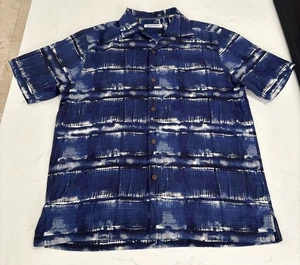 Camicia Tommy Bahama uomo blu tie dye bottoni spiaggia manica corta taglia M - Foto 1 di 10