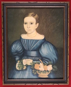 1835 "Portrait of Young Lady" (Henrietta Francis Cuthbert) - Framed Folk Print - Picture 1 of 12