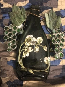 Stained Glass Clock Made From Real Wine Bottle With Grape/Wine Theme - Picture 1 of 5