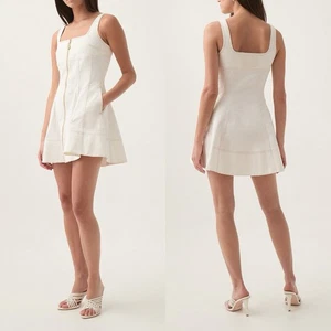 Aje Emilie Denim Mini Dress White AU 12 / US 8 / L  Cotton Short A-Line Pockets - Bild 1 von 11