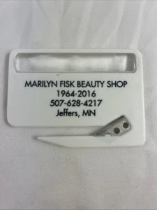 Marilyn Fisk Beauty Shop Jeffers MN Letter Opener Slitter Magnetic Magnifying - Picture 1 of 5
