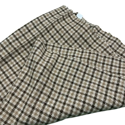 Vintage plaid wool Houndstooth Pattern Fabric remnant 52 x 57. No rips or tears. - Image 1 of 4