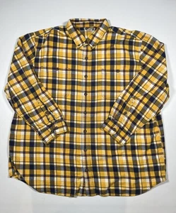 Duluth Trading Co Shirt Mens 3XL Tall Yellow Navy Plaid Flannel Long Sleeve - Picture 1 of 5