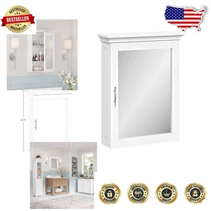 Compact Wall-Mounted Bathroom Storage Cabinet with Mirror & Grooved Side Panels - Picture 1 of 10
