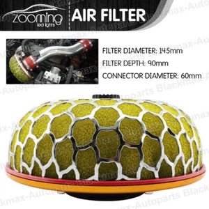 60 mm Super Power Filtro de aire JDM Entrada de flujo Limpiador Recargado Universal Amarillo - Imagen 1 de 6