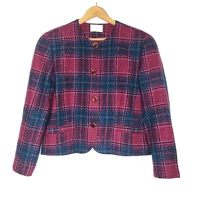 VTG Pendleton Wool Blazer/Jacket Women's Sz 16 Pink Teal Plaid USA Made - Image 1 of 4
