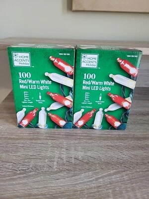 Home Accents 100 Red / Warm White  Mini LED Christmas Lights 2 Boxes - Image 1 of 4