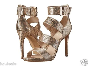 VINCE CAMUTO RITTEL NATURAL METALLIC SANDALS OPEN TOE WOMEN HEELS SHOES - Picture 1 of 7