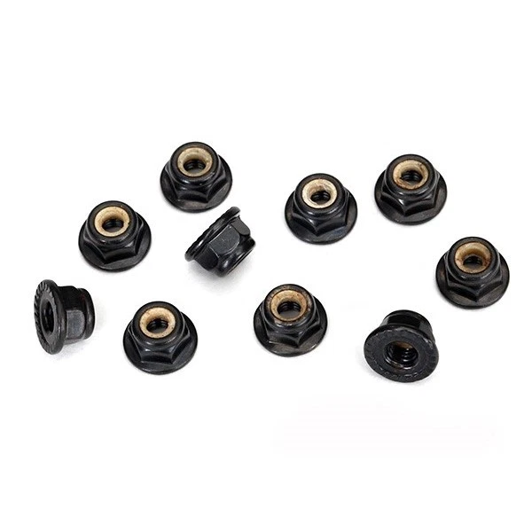 Traxxas 8347 4-Tec 2.0 & TRX-4 Black 4mm Flanged Serrated Nylon Locking Nuts - Image 1 of 1