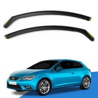 SEAT Leon MK3 2013-2020 3 Door Hatchback Wind Deflectors 2pc Edgevisors Tinted - Image 1 of 4