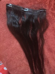 18 inch black seamless clip in hair extensions - Picture 1 of 4