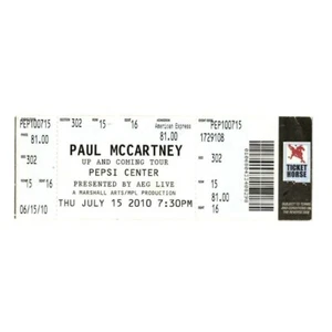 Paul McCartney Ticket Stub Do 15 Juli 2010 Pepsi Center Denver Colorado - Bild 1 von 2