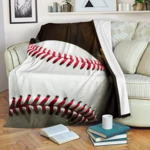 Baseball Blanket Throw Fleece Cozy Couch Sofa Plush Bedding Gift - Picture 1 of 6