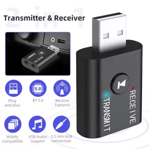 Wireless USB Bluetooth 5.0 Audio Transmitter Receiver Adapter 3.5mm For TV Car - Picture 1 of 12