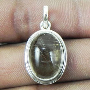 925 Colgante de Plata de Ley Collar Natural Rutilo Cuarzo Gema PS-1255 - Imagen 1 de 5