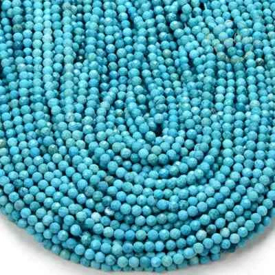 2 Strang Blau Türkis Facettiert Rund Edelstein 2-3 MM 12 Zoll Schmuckherstell... - Bild 1 von 4