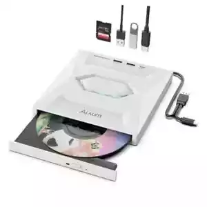 USB DVD Drive External - Type-C USB 3.0 CD Burner with SD Slot & USB white - Picture 1 of 9