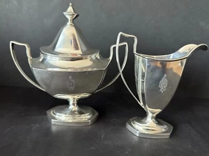 JUEGO DE 2 PIEZAS DE AZÚCAR Y CREMA DE PLATA ESTERLINA ART DECO 364 g (12,8 oz) - Imagen 1 de 12