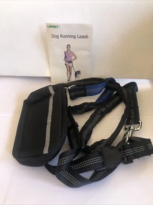 Adjustable Hands Free Dog Pet Lead Walking Running Jogging Waist Belt Leash Bag - Image 1 of 2