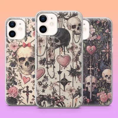 Funda de teléfono Goth Skull para iPhone 16 15 14 13 para Pixel 9 8 Pro para Samsung s24 Foto 1 de 4