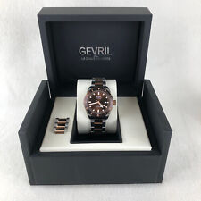 Men Gevril Yorkville Automatic Swiss Diver Watch Rose Gold Stainless Steel 48603