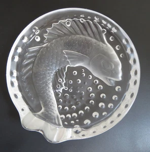 Vintage Signed Lalique Crystal Bowl Concarneau Koi Fish Pisces Caviar Dish - Picture 1 of 7
