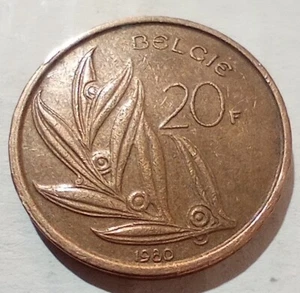 20 Francs 1980 Belgium Coin Dutch Text Belgie Baudouin I - Picture 1 of 2