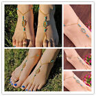 Hamsa Fatima Gold Blue Beach Sexy Summer Anklet Ankle Bracelet Barefoot Sandals