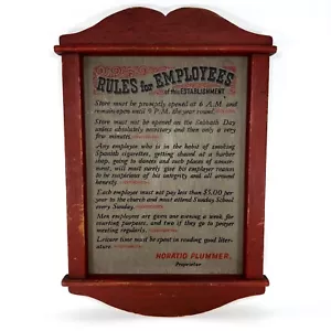Reglas para empleados de este establecimiento Horatio Plummer letrero de madera 12 x 16 - Imagen 1 de 12
