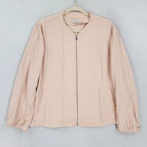 Ann Taylor LOFT Jacket Women Extra Large Pink Lightweight Bomber Casual Full Zip - Picture 1 of 10
