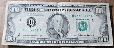 1985 B-BLOCK $100 FRN SMALL PORTRAIT B78609902A, XF, CIRCULATED - Image 1 of 4