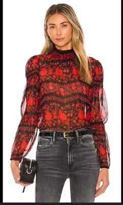 Blusa transparente BB Dakota Steve Madden para mujer talla mediana roja True Romance Foto 1 de 4