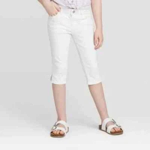 Cat & Jack Girls' Jeans Capri - White - Size M - Picture 1 of 2